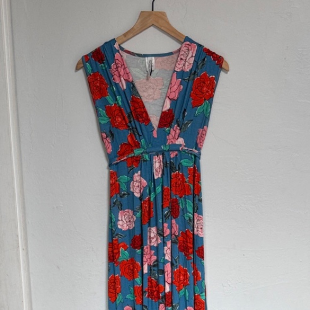 Rachel Pally Blue and Red Floral Maxi Dress (Maternity)